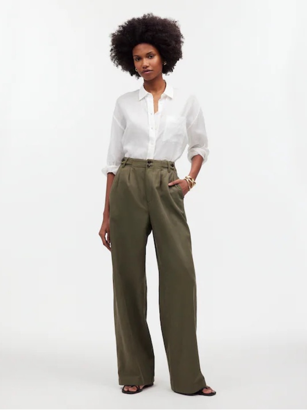 Madewell The Harlow Wide-Leg Linen Blend Pant Size 4